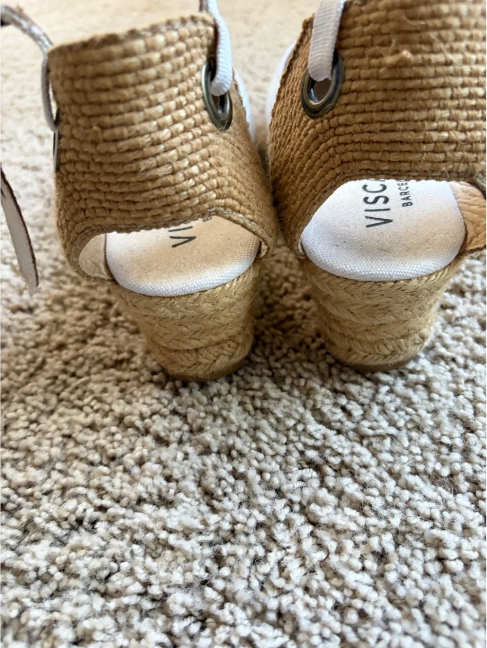 Viscata Barcelona white canvas Pubol espadrille wedges Size 8.5